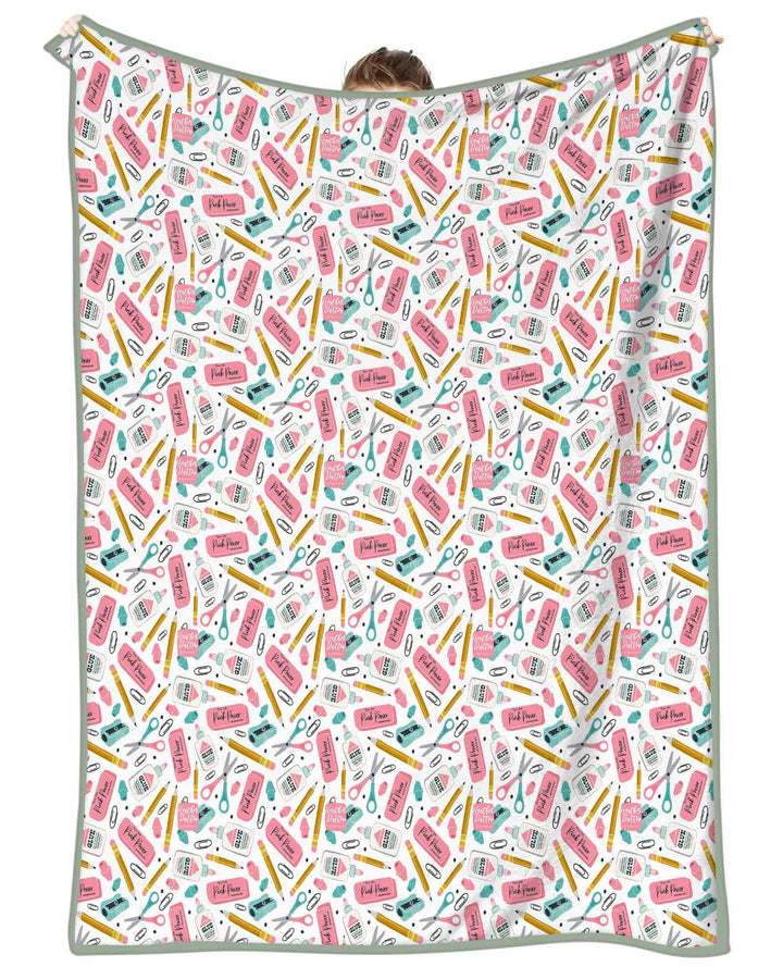 Pink Power School Supplies Bamboo Blanket