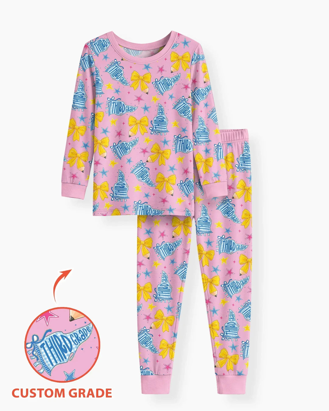 Conjunto de pijama de dos piezas de bambú con mangas largas, plantilla PERSONALIZADA