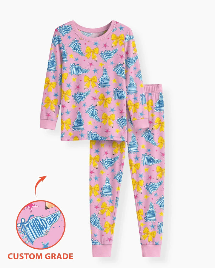 Conjunto de pijama de dos piezas de bambú con mangas largas, plantilla PERSONALIZADA