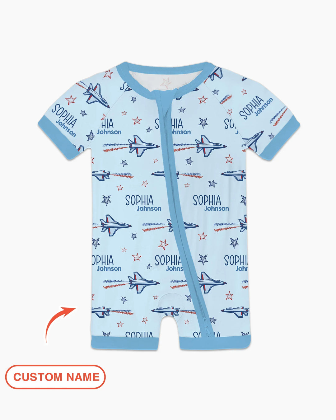Patriotic American Flag Jet Fighter Bamboo Shorty Zippy