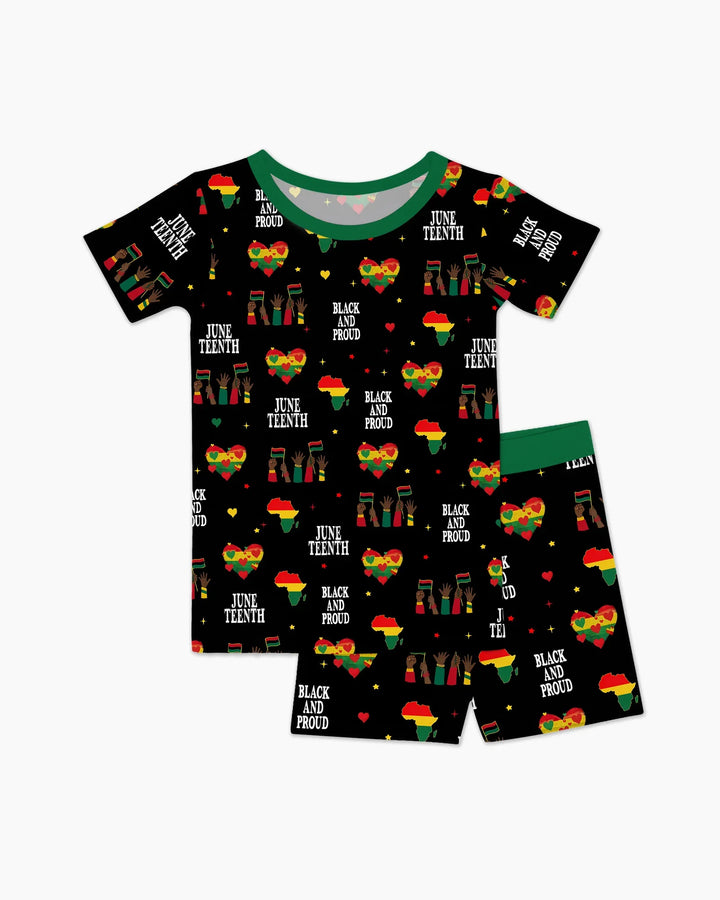 Juneteenth Black and Proud Bamboo Two Piece Short Sleeve Shorts Pajama Set