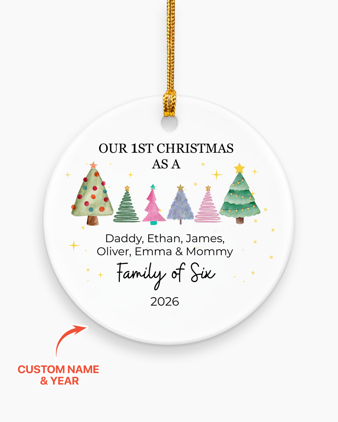Custom Family First Christmas Tree Ceramic Ornament