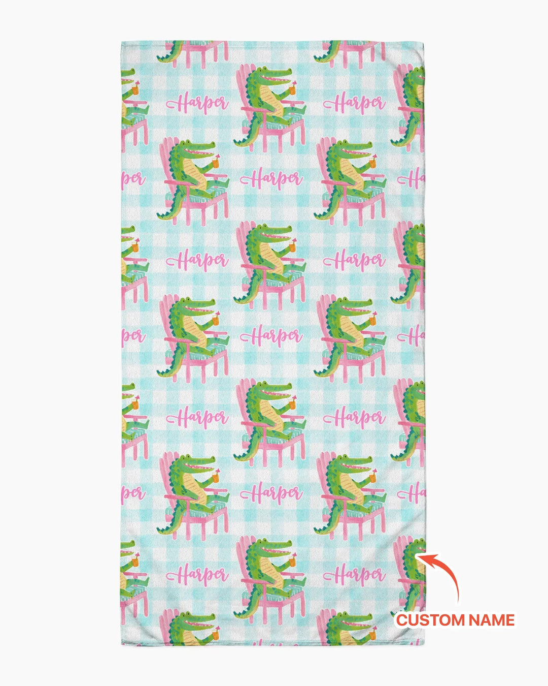 Personalisiertes Preppy Later Gator Bambus-Strandtuch