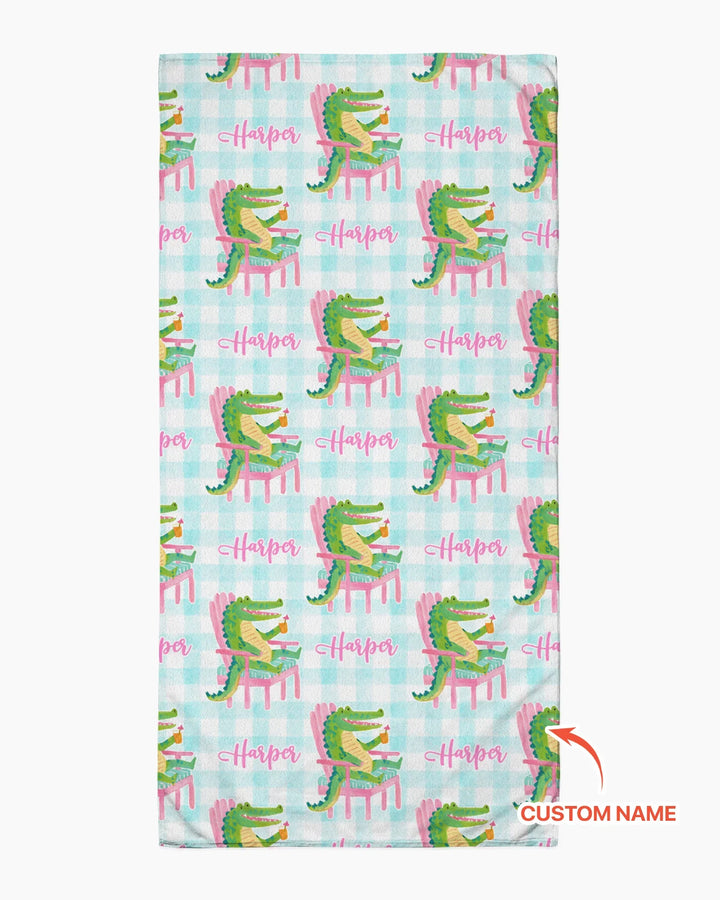 Personalisiertes Preppy Later Gator Bambus-Strandtuch