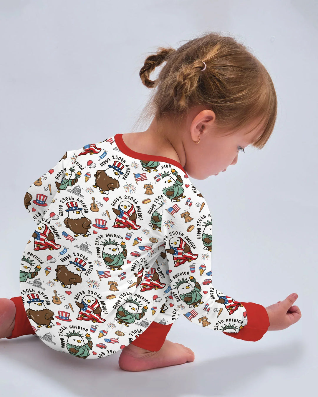 Happy 250th America Cute Patriotic Eagles Family Matching Bamboo Convertible Zippy