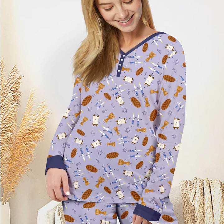 Shabbat Shalom Family Matching Custom Women Pajama Set