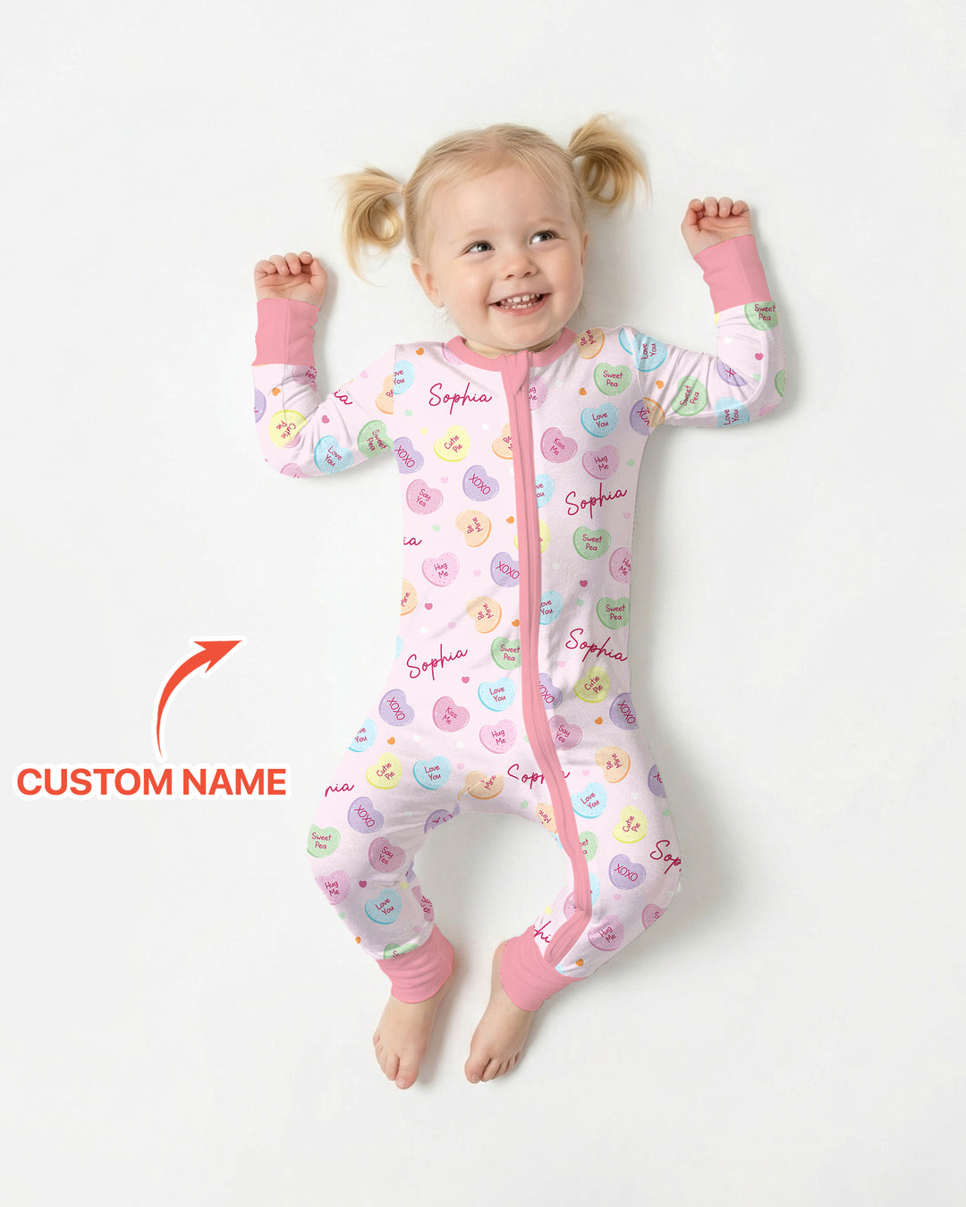 Custom Name Colorful Candy Hearts Family Matching Convertible Zippy