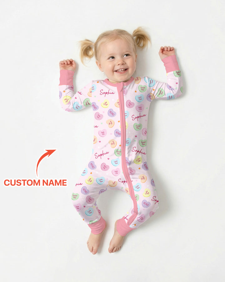 Custom Name Colorful Candy Hearts Family Matching Convertible Zippy