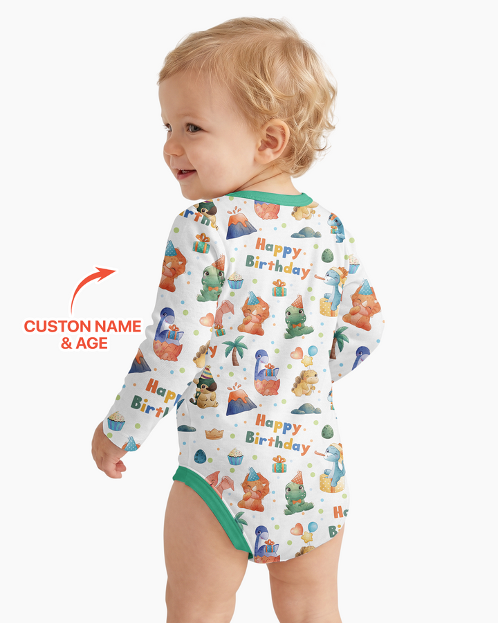 Custom Name When I Wake Up Birthday Dino Bamboo Bodysuit