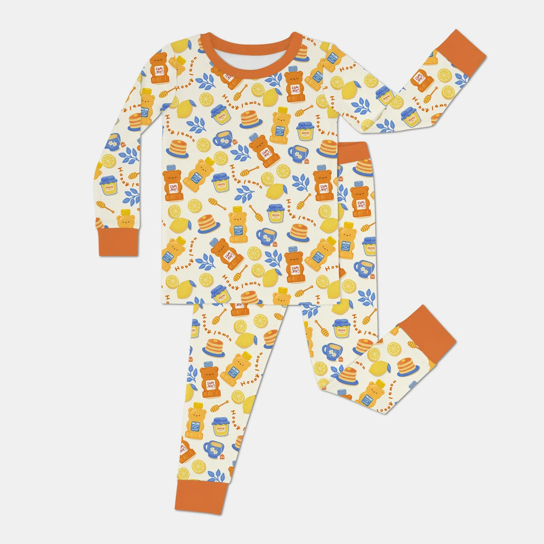 Honey Bear Bottle Two Piece Long Sleeve Pajama Set
