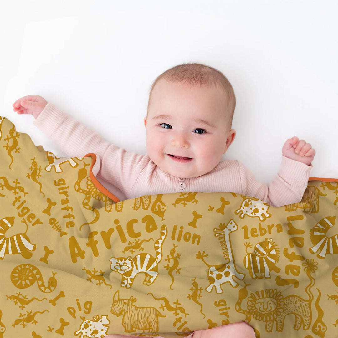 Handdrawn African Animals Toddler Blanket