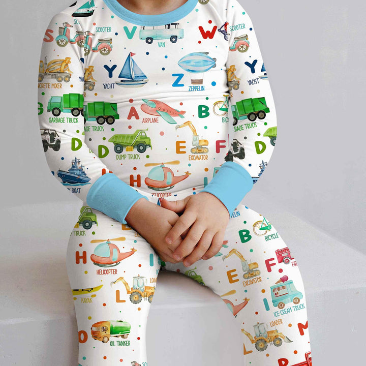 Transportation Alphabet Two Piece Long Sleeve Pajama Set