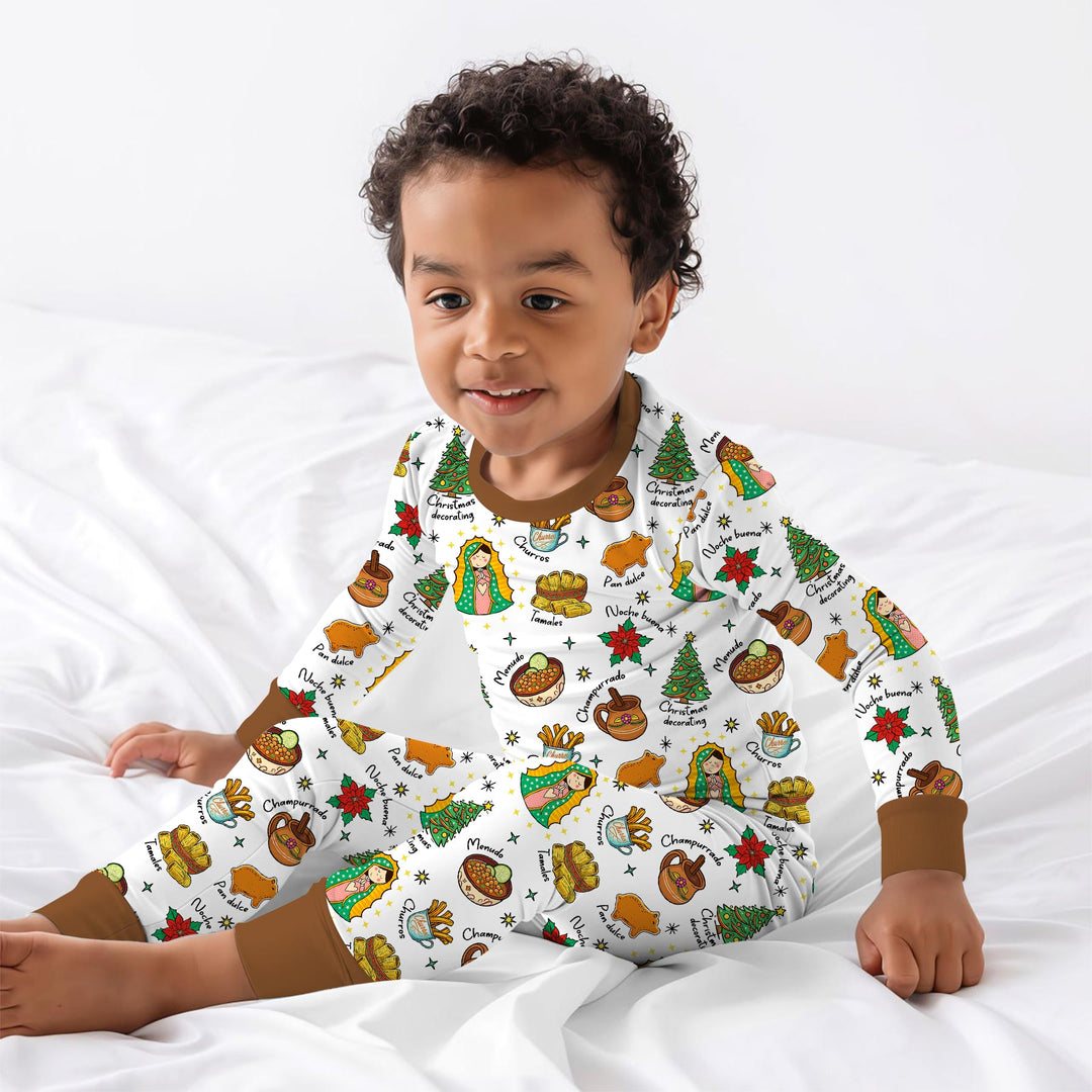 Zweiteiliges Langarm-Pyjama-Set mit Sommerfrüchten