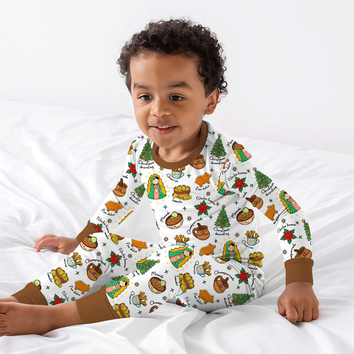 Zweiteiliges Langarm-Pyjama-Set mit Sommerfrüchten