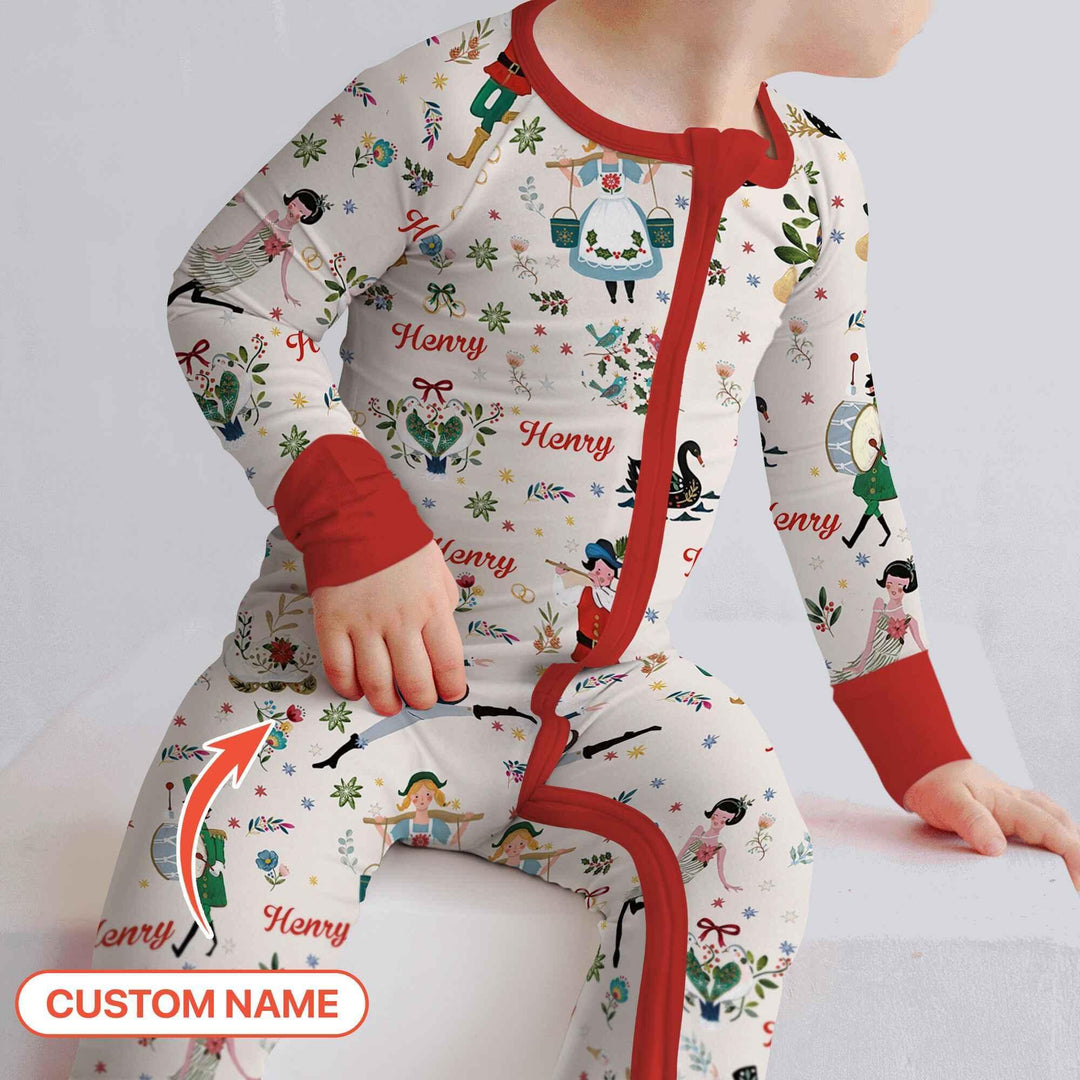 12 Days Of Christmas Custom Name Convertible Zippy , 12 Days Of Christmas Custom Name Convertible Zippy - 0-3M / Girl