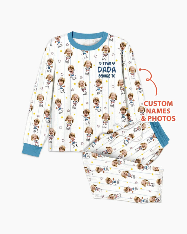 Embroidered Custom Dad And Mini Face  Bamboo Men's Pajama Set