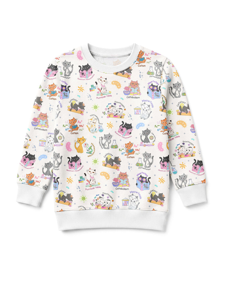 Funny Cat Love Scientist Bamboo Crewneck Sweatshirt