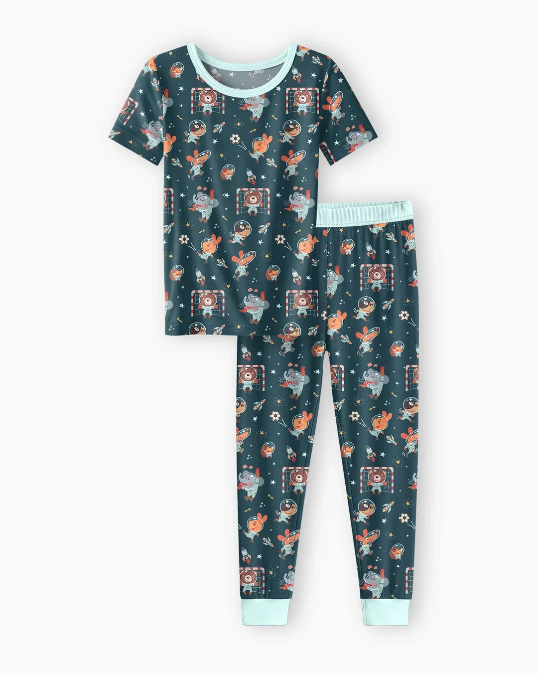 Space Soccer Bamboo Two Piece Short Sleeve Pajama Set