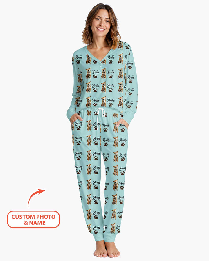 Personalized Pet Portrait Bamboo Women Pajama Set