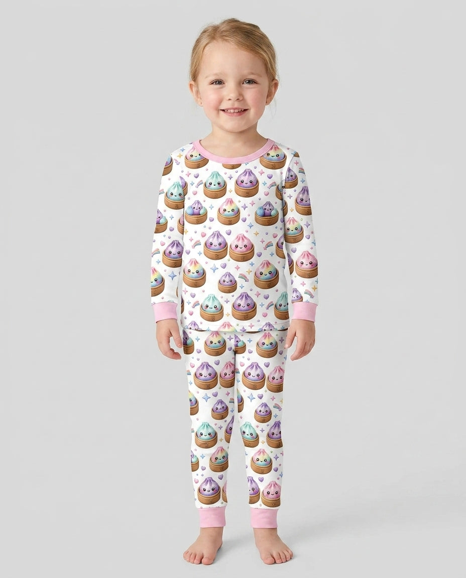 Cute Glitter Dumpling Two Piece Long Sleeve Pajama Set