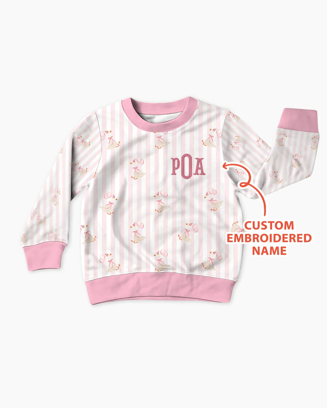 Sudadera de bambú con cuello redondo para niña de cumpleaños, bordada con nombre personalizado