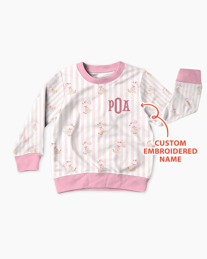 Sudadera de bambú con cuello redondo para niña de cumpleaños, bordada con nombre personalizado