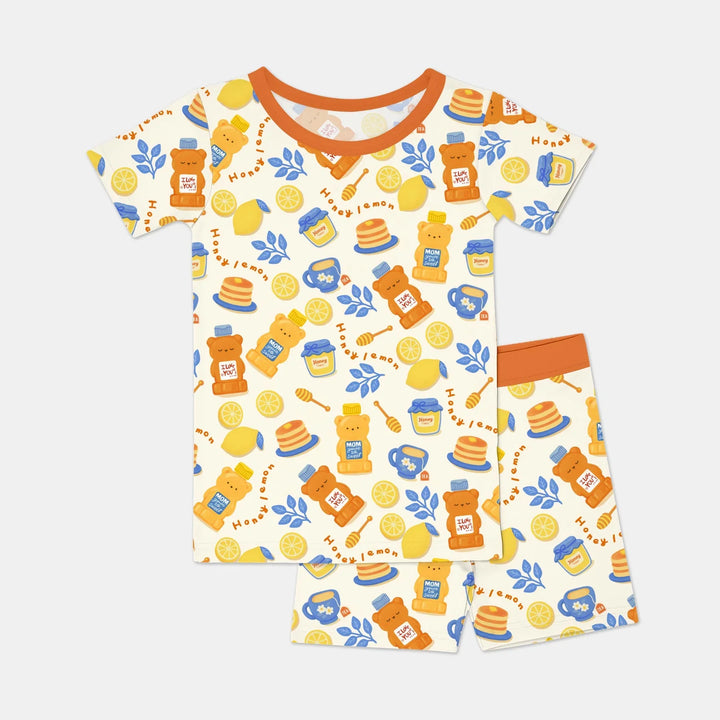 Honey Bear Bottle Two Piece Short Sleeve Shorts Pajama Set