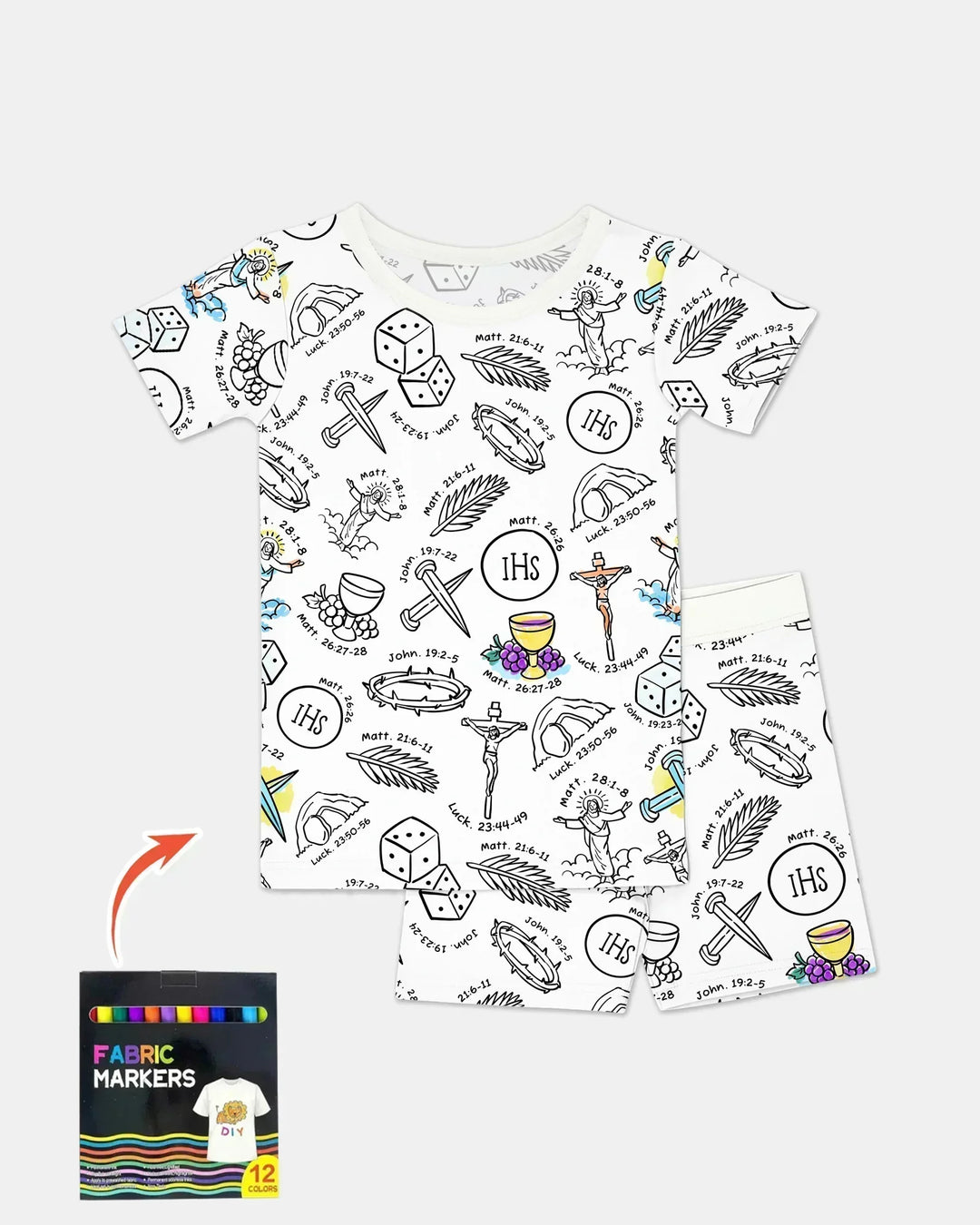 Easter Story Colorable Bamboo Two Piece Short Sleeve Shorts Pajama Set
