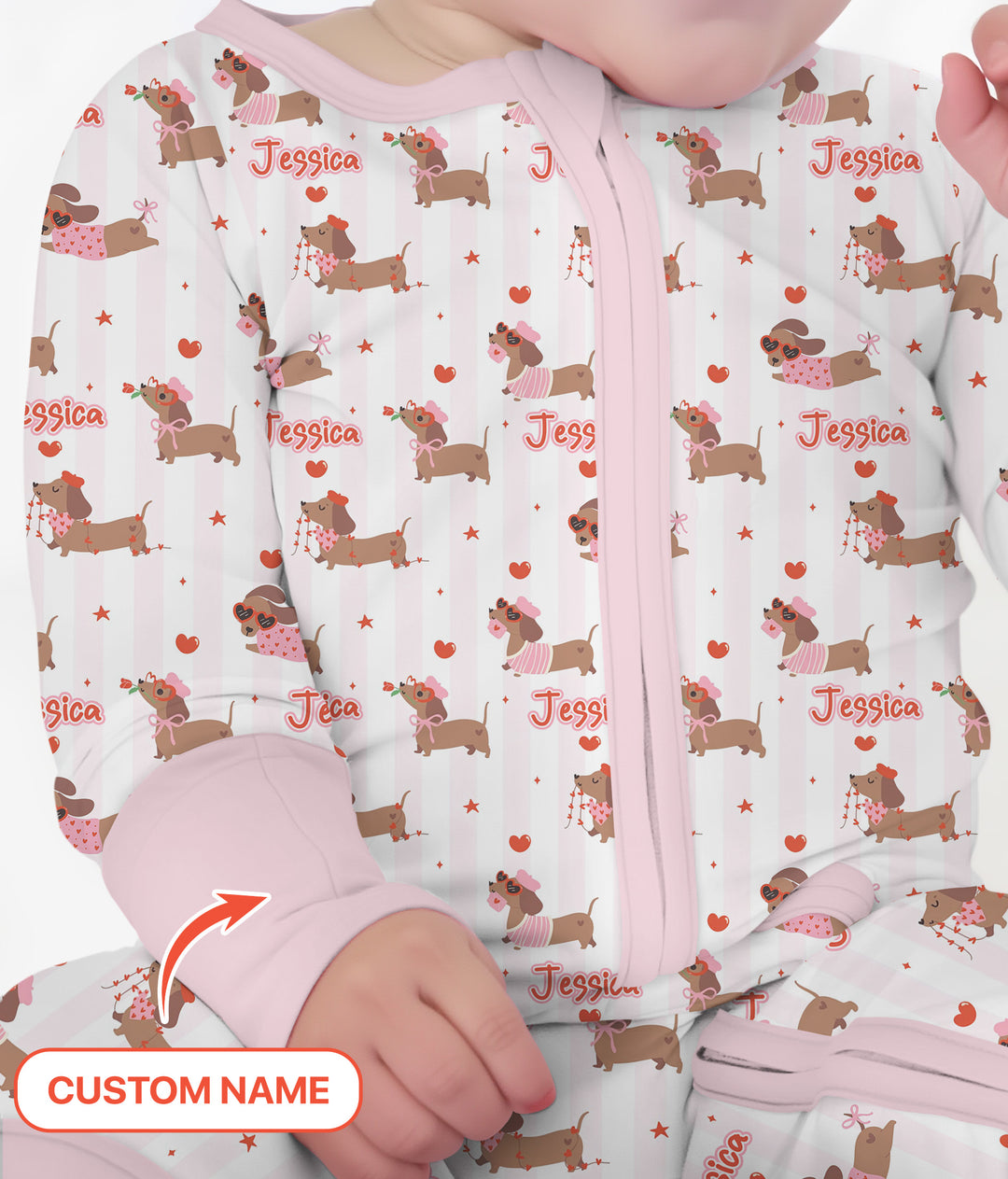 Custom Name Valentine Dachshund Family Matching Convertible Zippy
