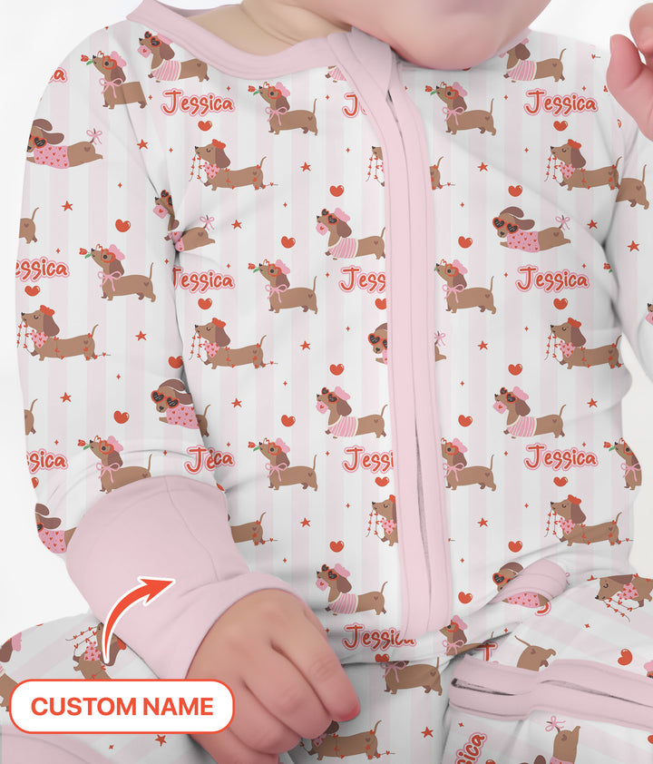 Custom Name Valentine Dachshund Family Matching Convertible Zippy