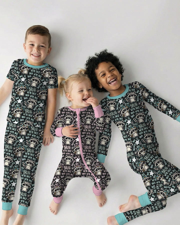 Conjunto de pijama de dos piezas de bambú con mangas cortas Hamsa Heart Guardians para la familia