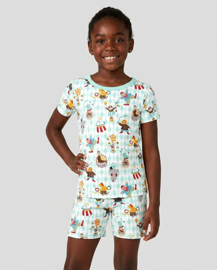 Circus Animal Bamboo Two Piece Short Sleeve Shorts Pajama Set