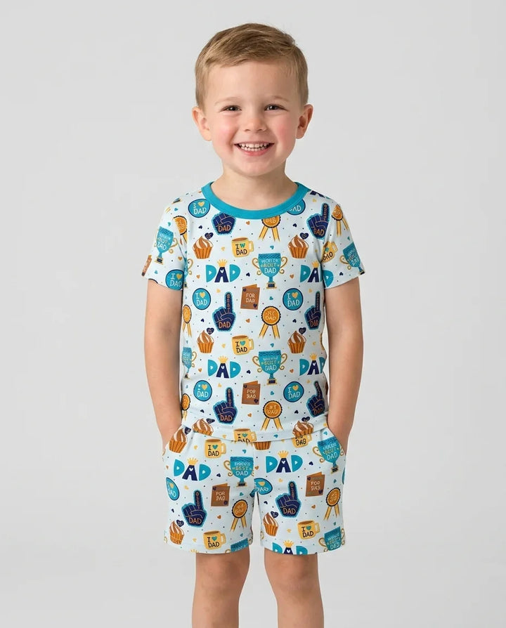 World's Best Dad Bamboo Two Piece Short Sleeve Shorts Pajama Set