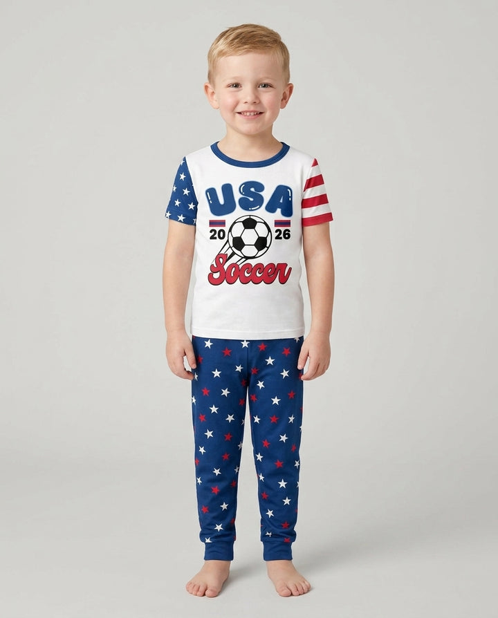 USA Soccer Cup Bamboo Two Piece Short Sleeve Pajama Set