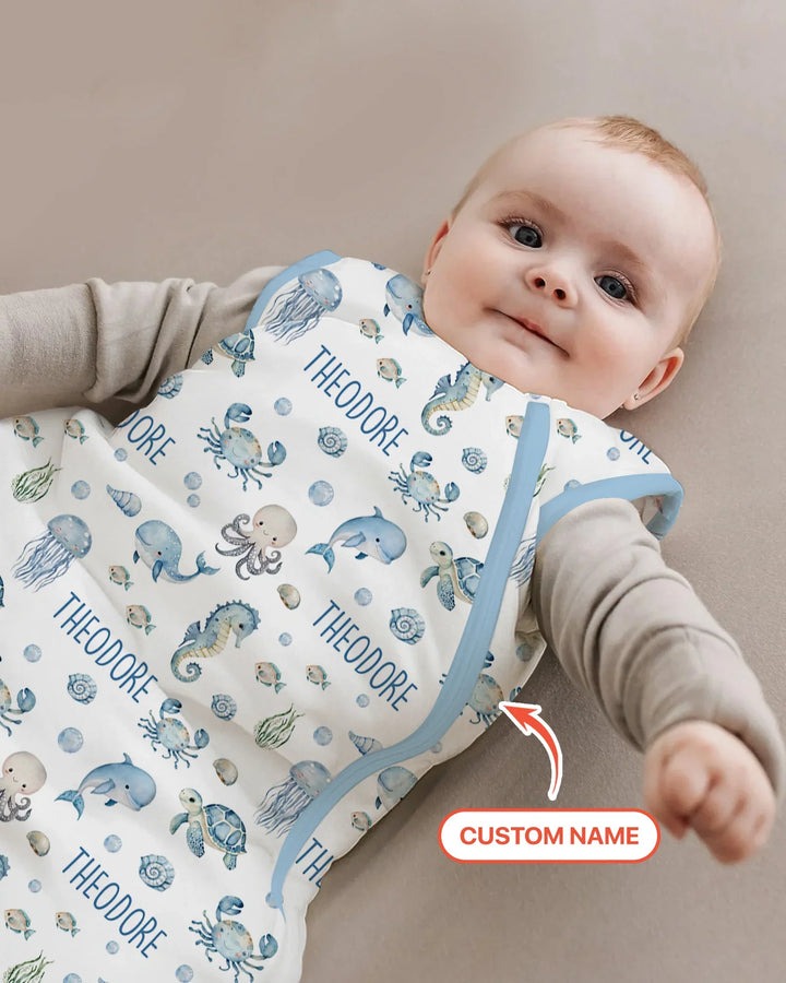 Custom Name Ocean Friends  Bamboo Sleep Bag