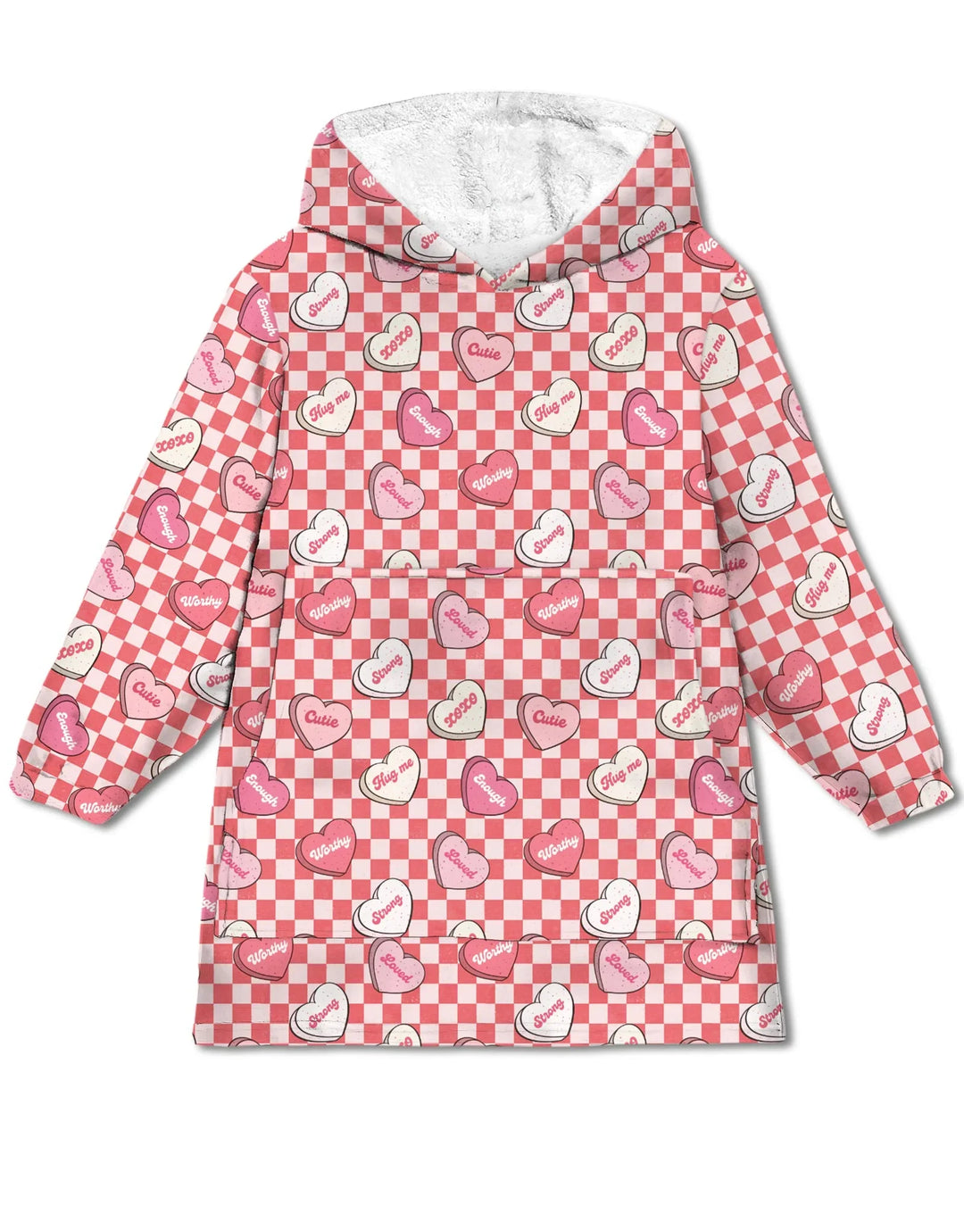 Valentine in Hearts Wearable Blanket Hoodie