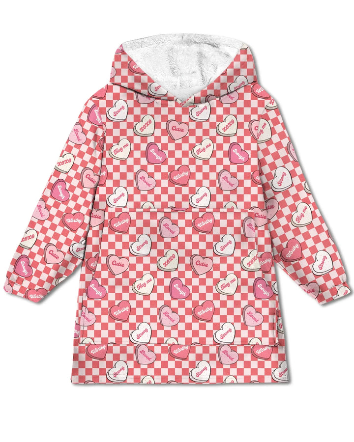 Valentine in Hearts Wearable Blanket Hoodie