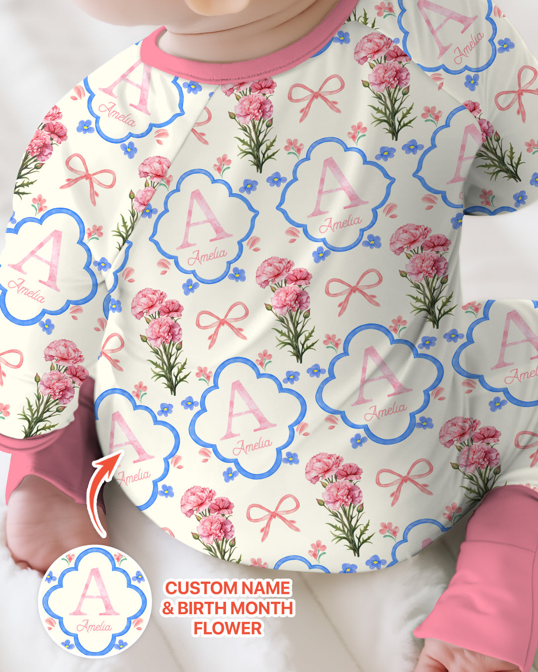 Personalized Birth Flower Mommy And Me Matching Bamboo Convertible Zippy