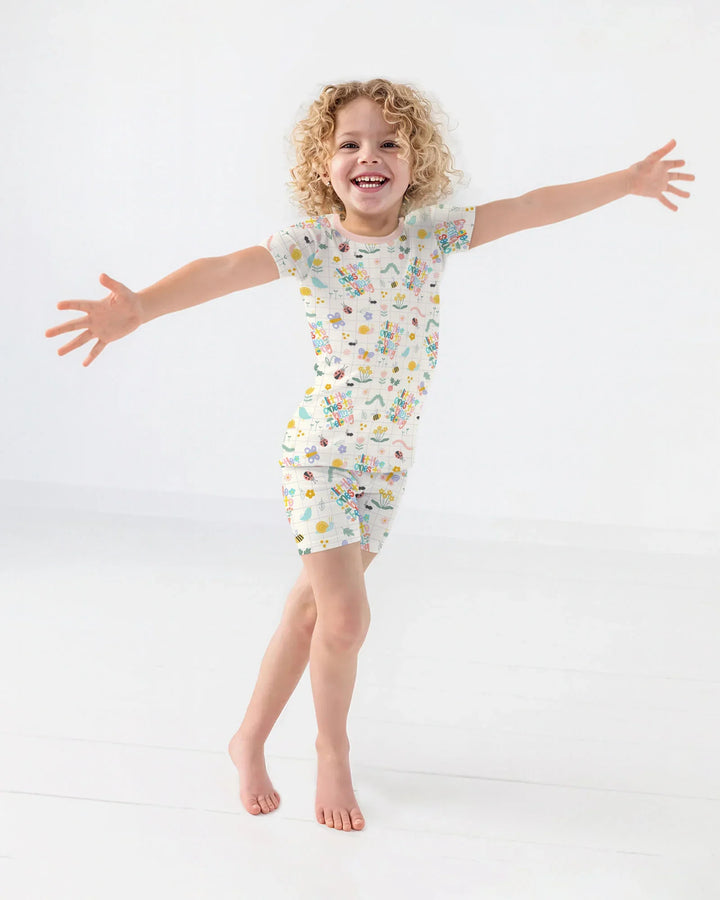 Little Ones To Him Belong Bamboo Two Piece Short Sleeve Shorts Pajama Set