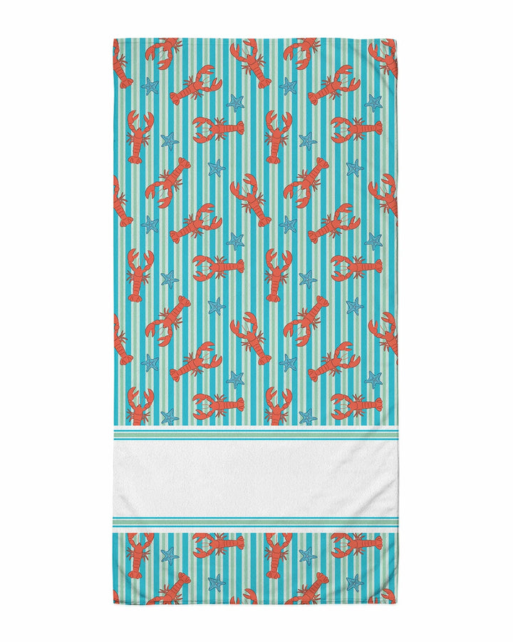 Coastal Lobster Stripe Bamboo Beach Towel