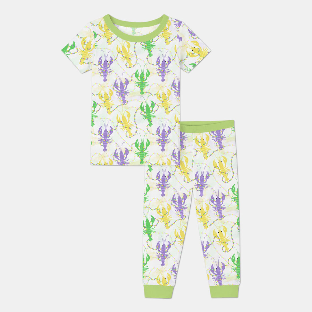 Mardi Gras Crawfish Family Matching Two Piece Short Sleeve Pajama Set