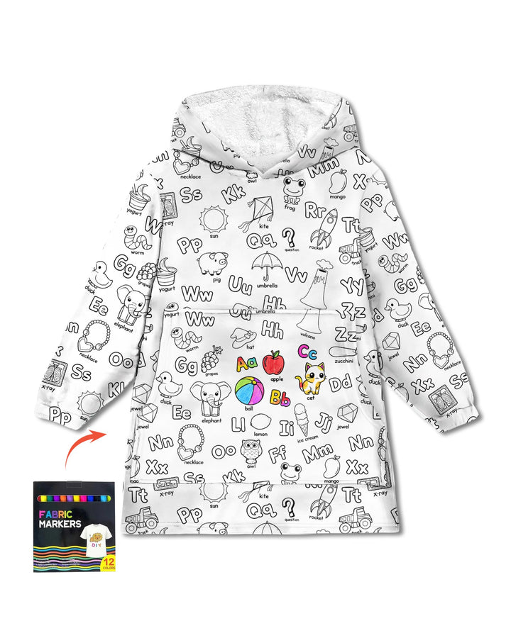 All Colorable Alphabet Wearable Blanket Hoodie
