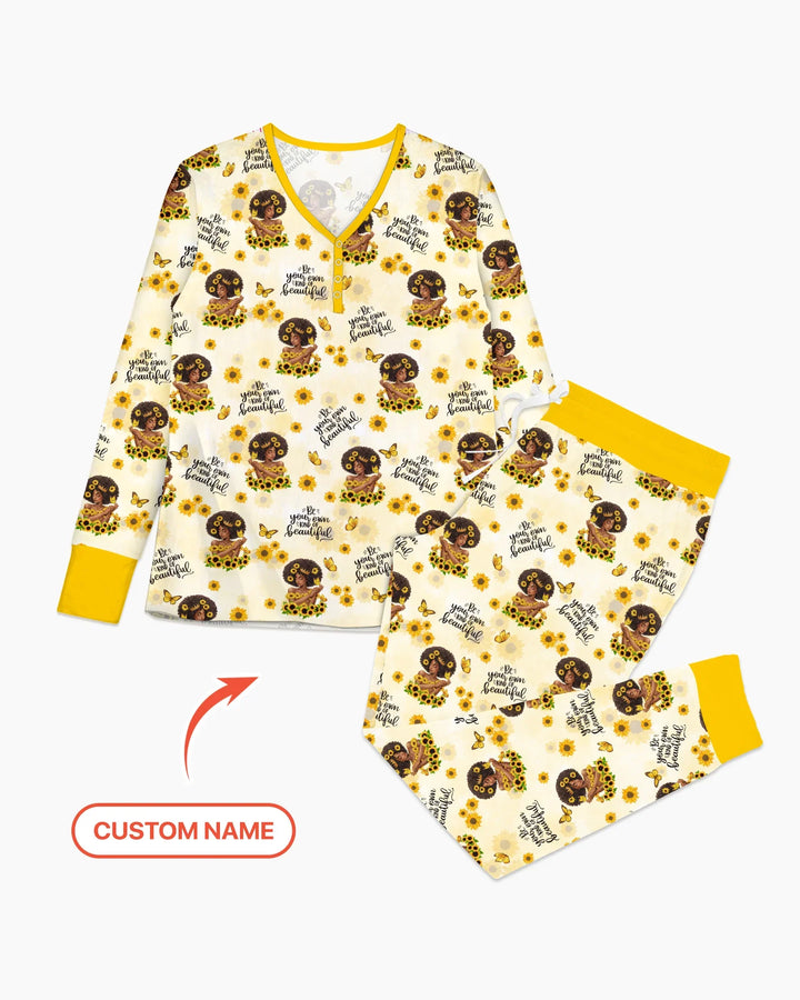 Custom Name Sunflower Queen Bamboo Women Pajama Set