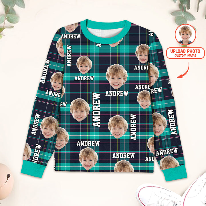 Custom Photo Name Kid Men's Pajama Set For Christmas