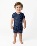 Conjunto de pijama corto de bambú para padre e hijo a juego, diseño "It Techy"