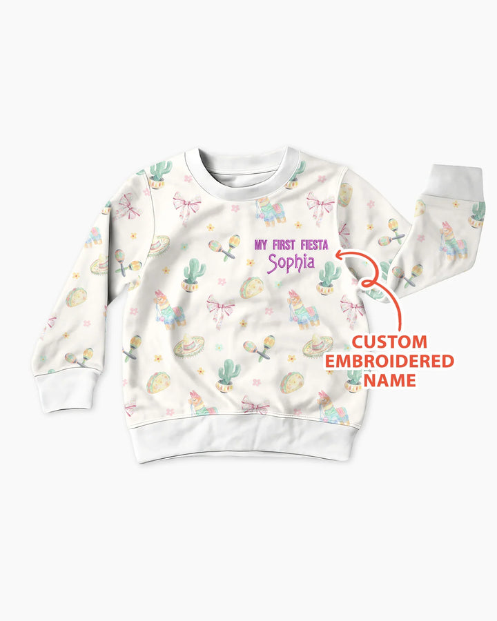 Embroidered My First Cinco De Mayo  Bamboo Crewneck Sweatshirt