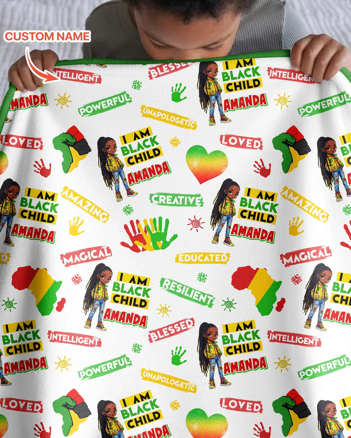 Custom Name I Am Black Child Magical Bamboo Blanket