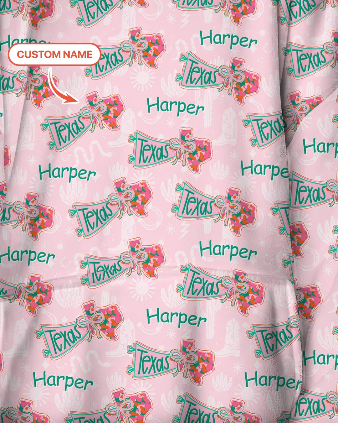 Custom Name Preppy Texas Charm Bamboo Blanket Hoodie