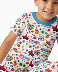 Pijama de dos piezas de manga corta de bambú "Coastal Charm" a juego para toda la familia