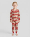 Vintage Reindeer Christmas Stripes Bamboo Two Piece Long Sleeve Pajama Set